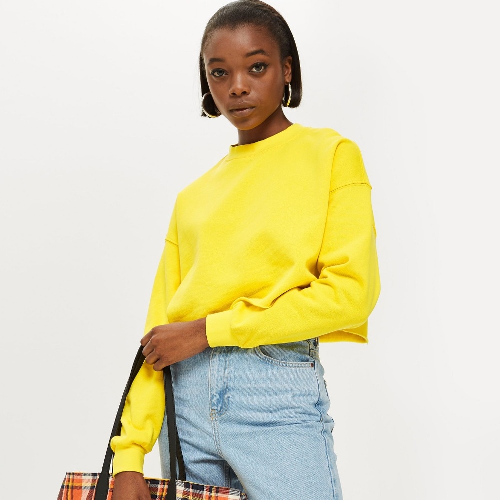 Topshop cropped yellow sweatshirt NWT Sz 6/M